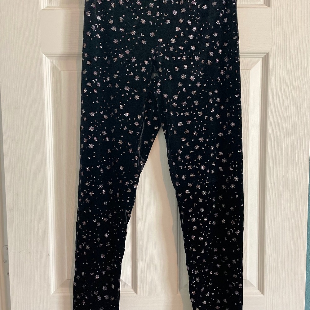 Victoria’s Secret black velvet celestial glitter leggings